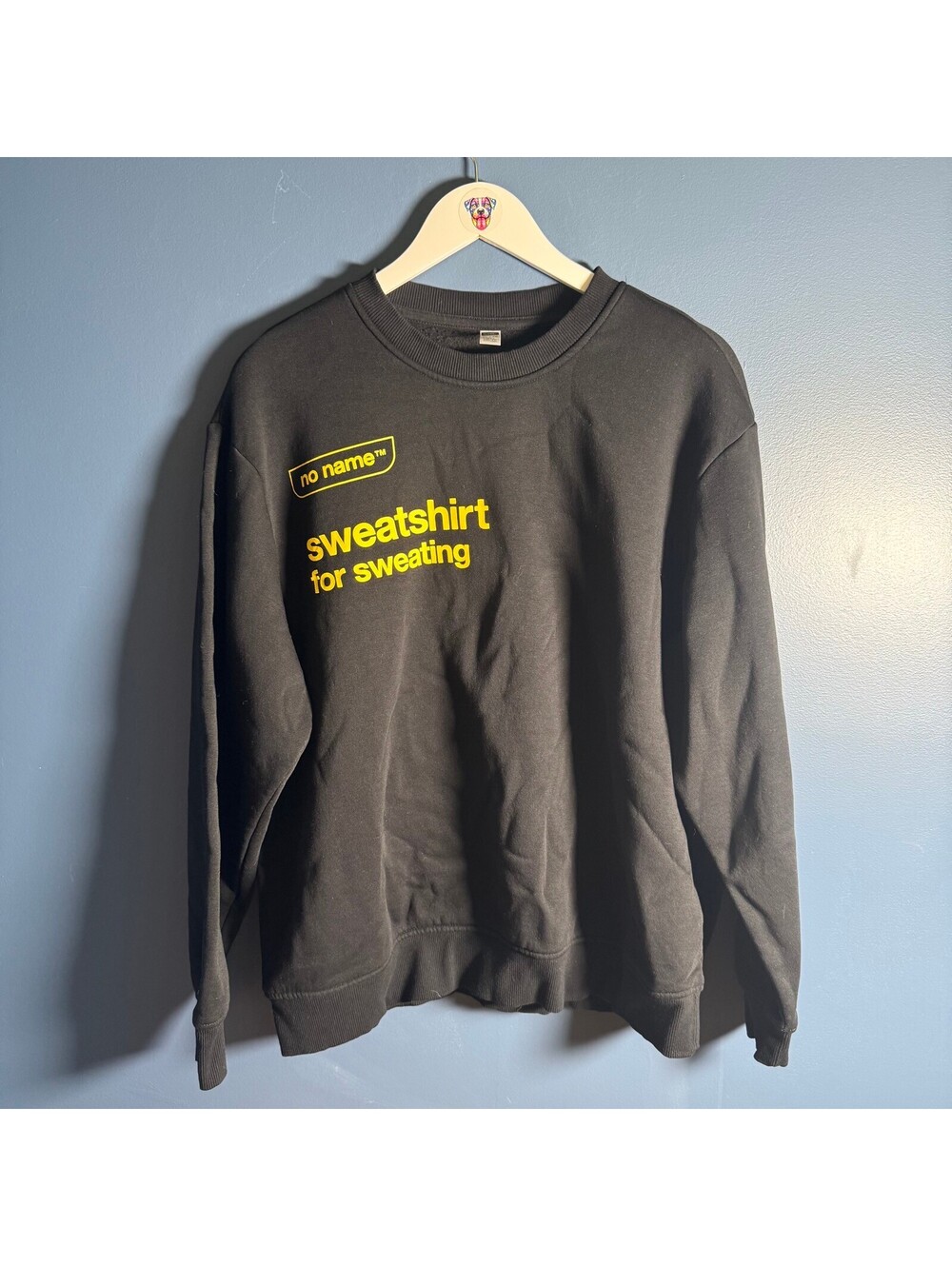 no name Sweatshirt for Sweating Black Crewneck Yellow Graphic Size XL
